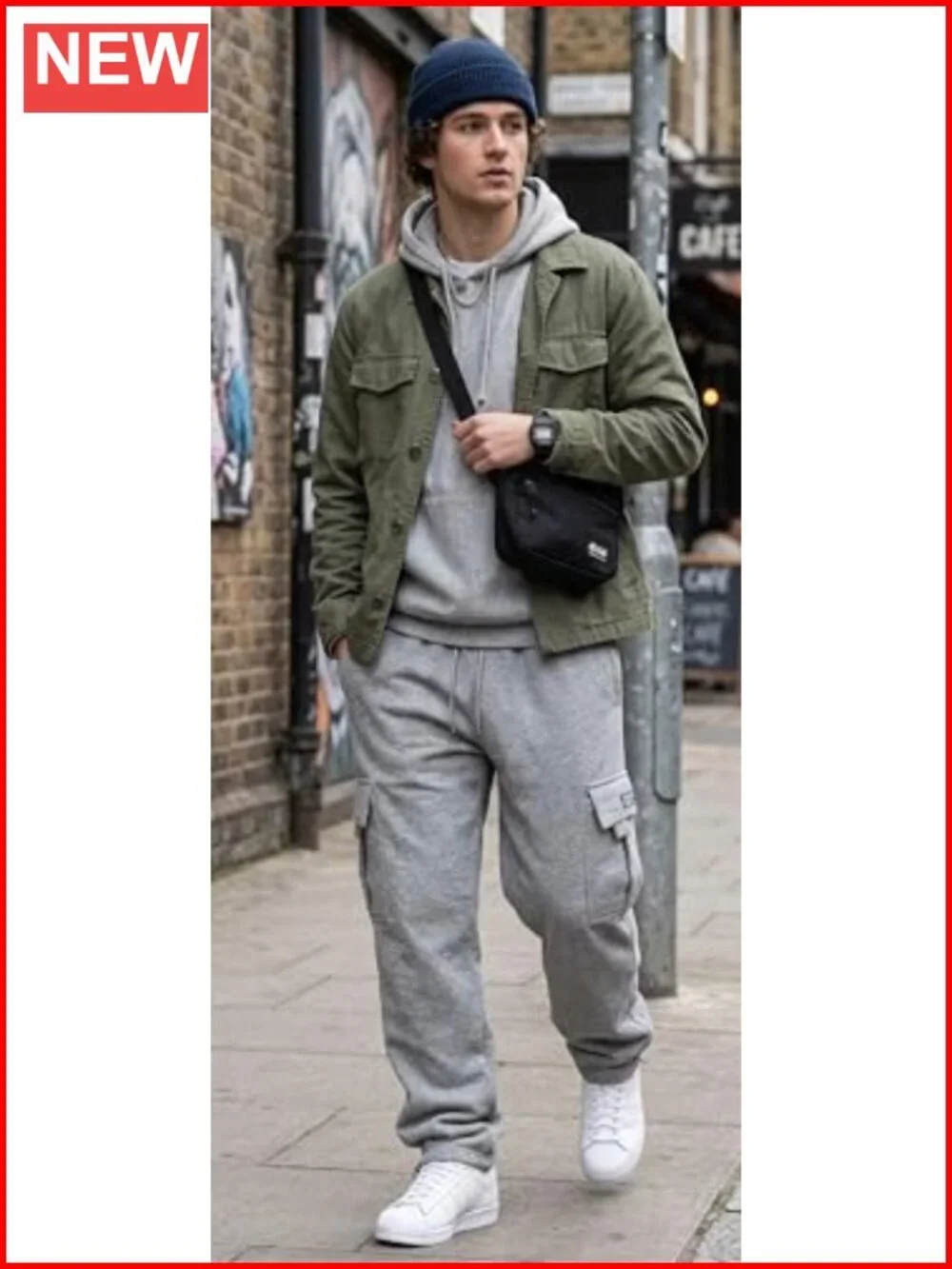 Cargo Sweatpants with Drawstring Athletic Joggers Cotton Polyester